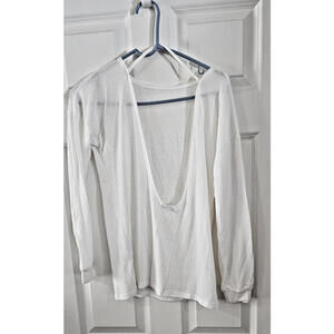 Tobi white semi-sheer long sleeve top with a deep scoop back Sise medium